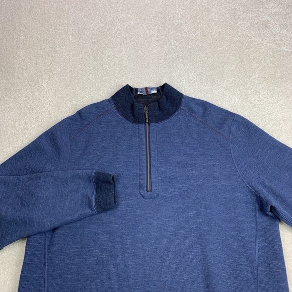 Tommy Bahama Reversible Sweatshirt Pullover Quarter Zip Blue Black XL Sweater - Picture 1 of 16